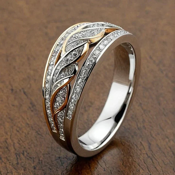 Bague en or et argent tressée, creuse et brillante