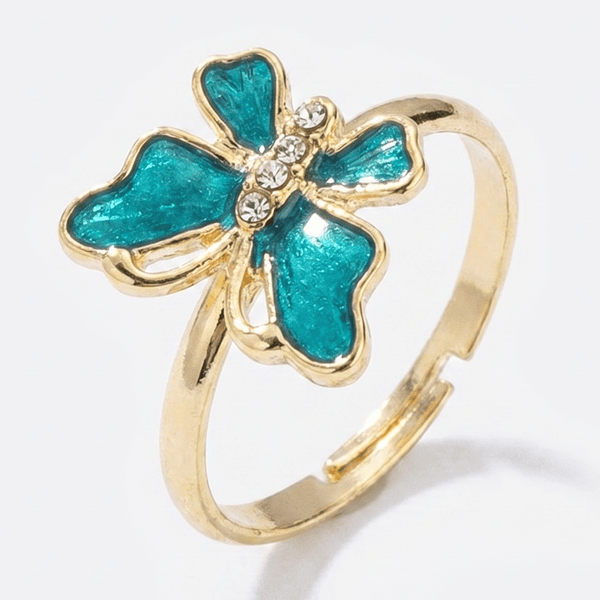 Bague Papillon en Jade et Or - (RÉGLABLE)