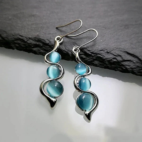 Boucles d'oreilles pendantes Cristal Bleu