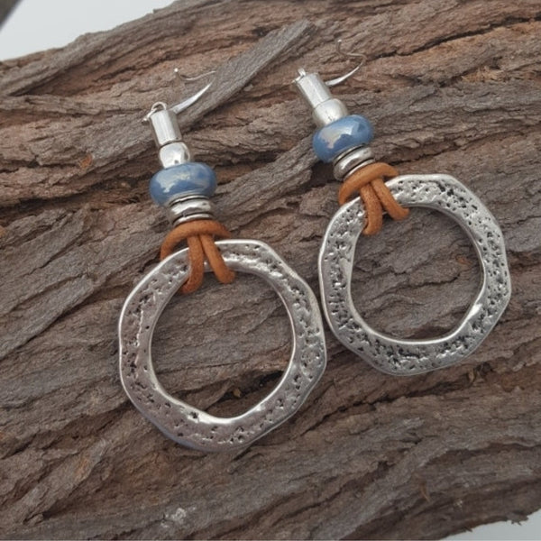 Boucles d'oreilles rondes bohèmes vintage en argent