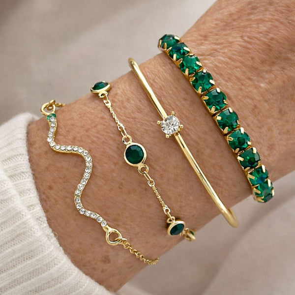 Ensemble de Bracelets en Gemmes Vertes