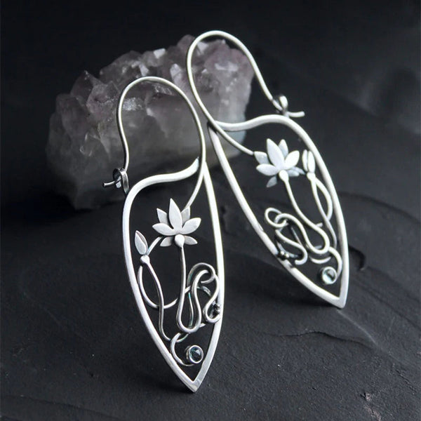 Boucles d'oreilles fleur de lotus en argent sterling