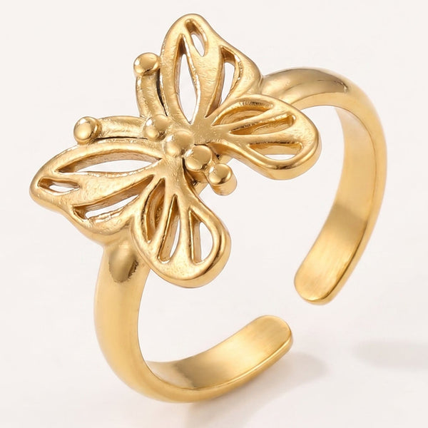 Bague Papillon en Or et Argent Antique - (AJUSTABLE)