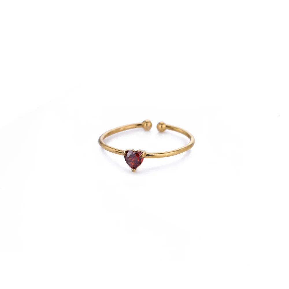 Bague de naissance en acier titane plaqué or 18 carats, ouverte et ajustable