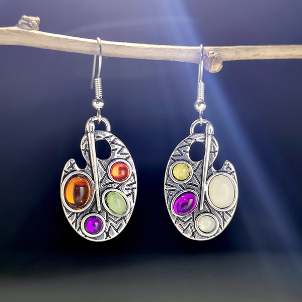 Boucles d'oreilles vintage colorées en cristal