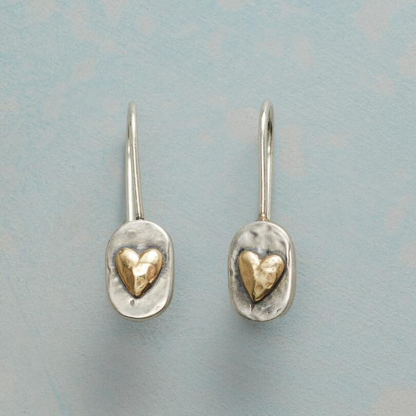 Boucles d'oreilles cœur vintage incrustées d'or