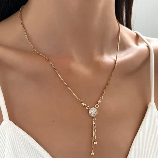 Collier vintage doré en cristal