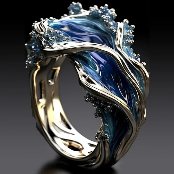 Bague vintage ondulée Golden Ocean