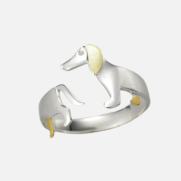 Bague Teckel en Argent Sterling 925 – Taille Ajustable
