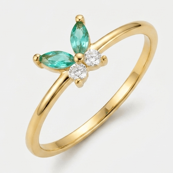 Bague Papillon Vert Printanier