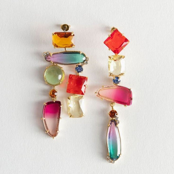 Boucles d'oreilles pendantes colorées de cocktail vintage