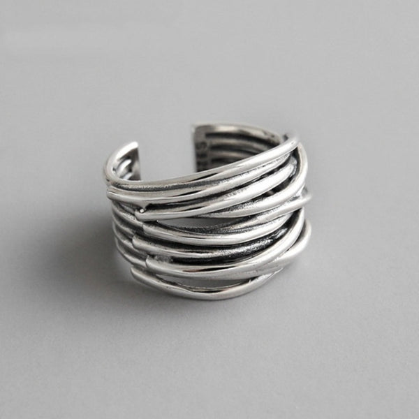 Bague superposée réglable en argent sterling 925