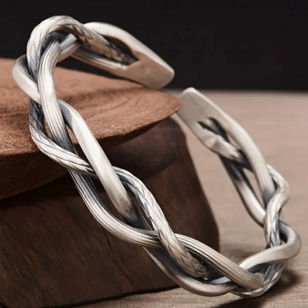 Bracelet vintage tressé en argent