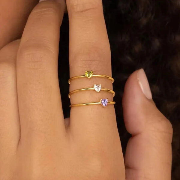 Bague de naissance en acier titane plaqué or 18 carats, ouverte et ajustable