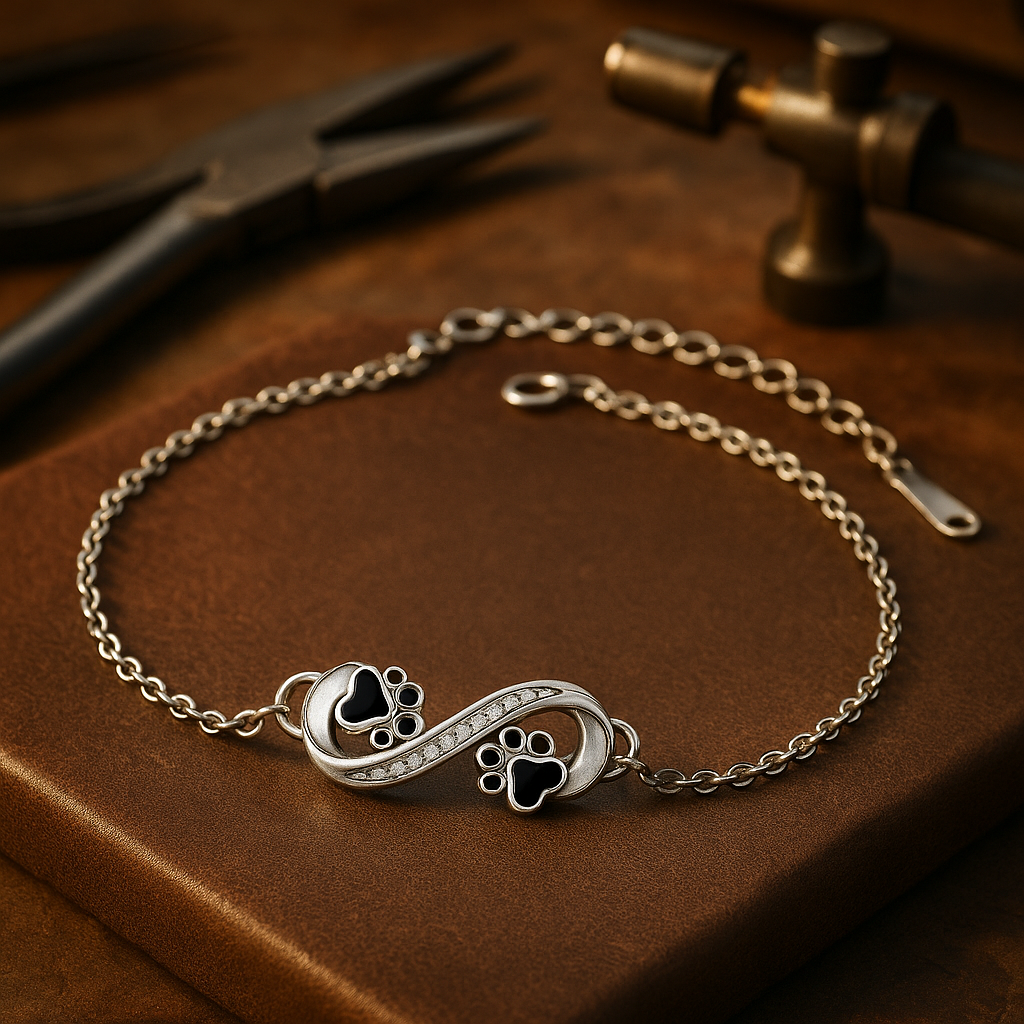 Bracelet Patte de Chien Infini avec Zircons