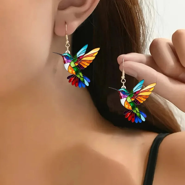 Boucles d’oreilles Colibri multicolores