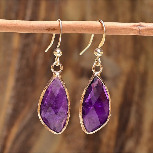 Boucles d'oreilles pendantes améthyste