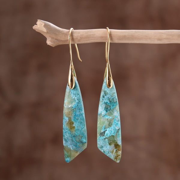 Boucles d'oreilles pendantes en amazonite
