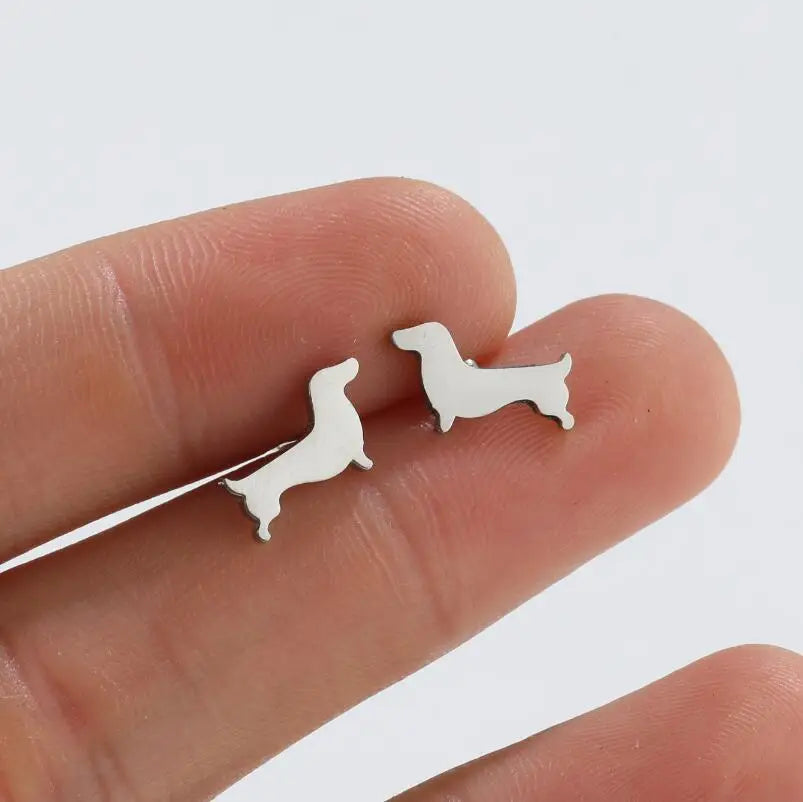 Boucles d'oreilles clous teckel