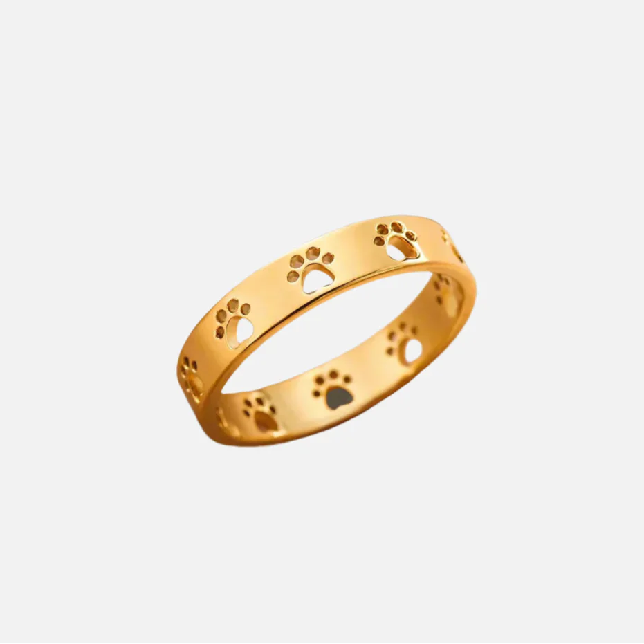 Bague Empreinte de Patte Dorée – Acier Inoxydable