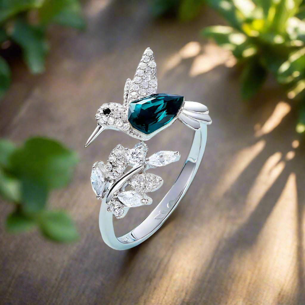 Bague étincelante ajustable Colibri avec strass