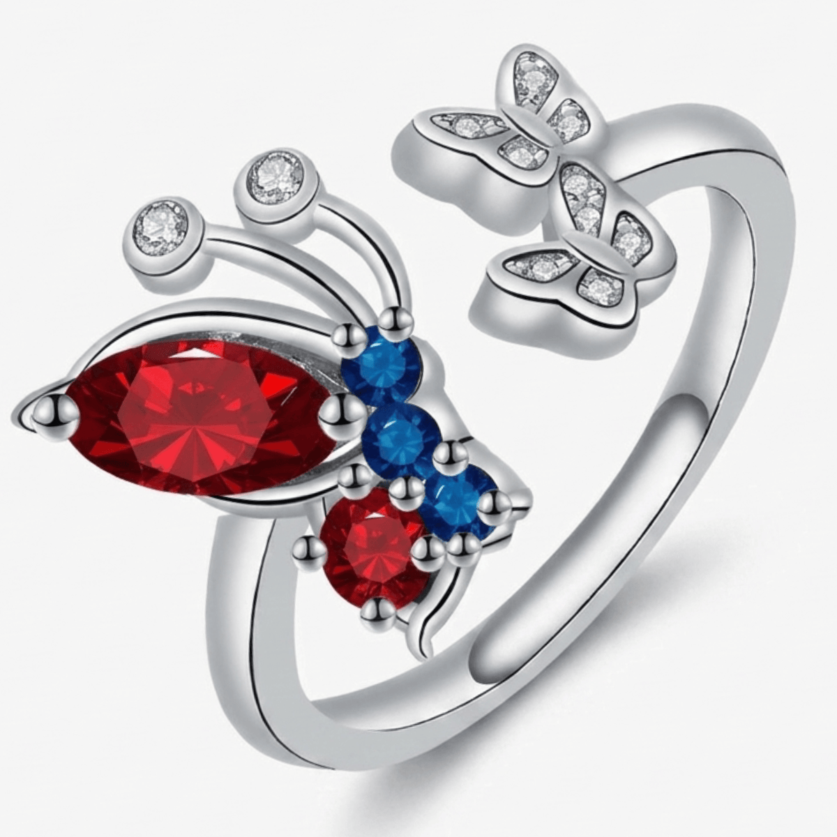 Bague Papillon Ruby Wings - (AJUSTABLE)