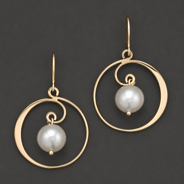 Boucles d'oreilles créoles dorées vintage avec perles