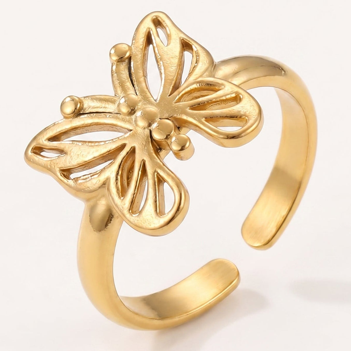 Bague Papillon en Or et Argent Antique - (AJUSTABLE)