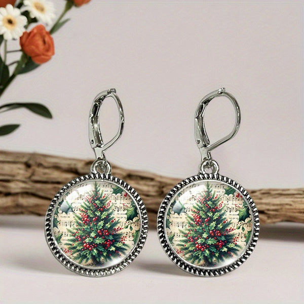 Boucles d'oreilles en forme de sapin de Noël vintage