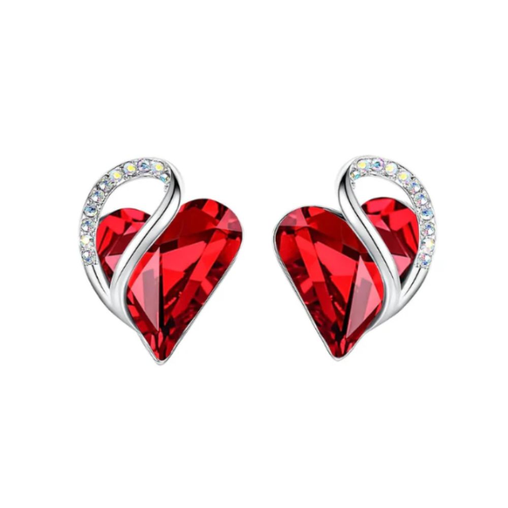 Boucles d'oreilles en rubis en forme de cœur infini