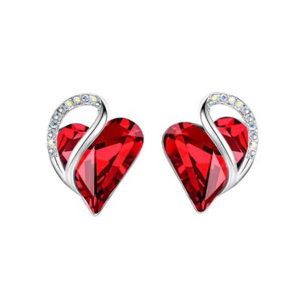Boucles d'oreilles en rubis en forme de cœur infini