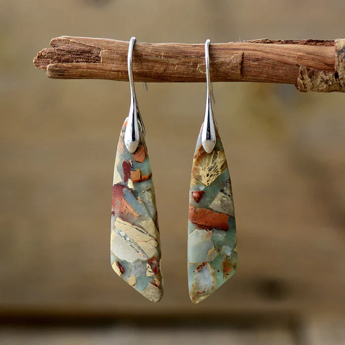 Boucles d'oreilles en pierre naturelle unique