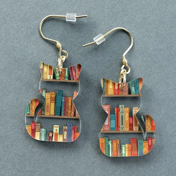 Boucles d'oreilles chat colorées vintage