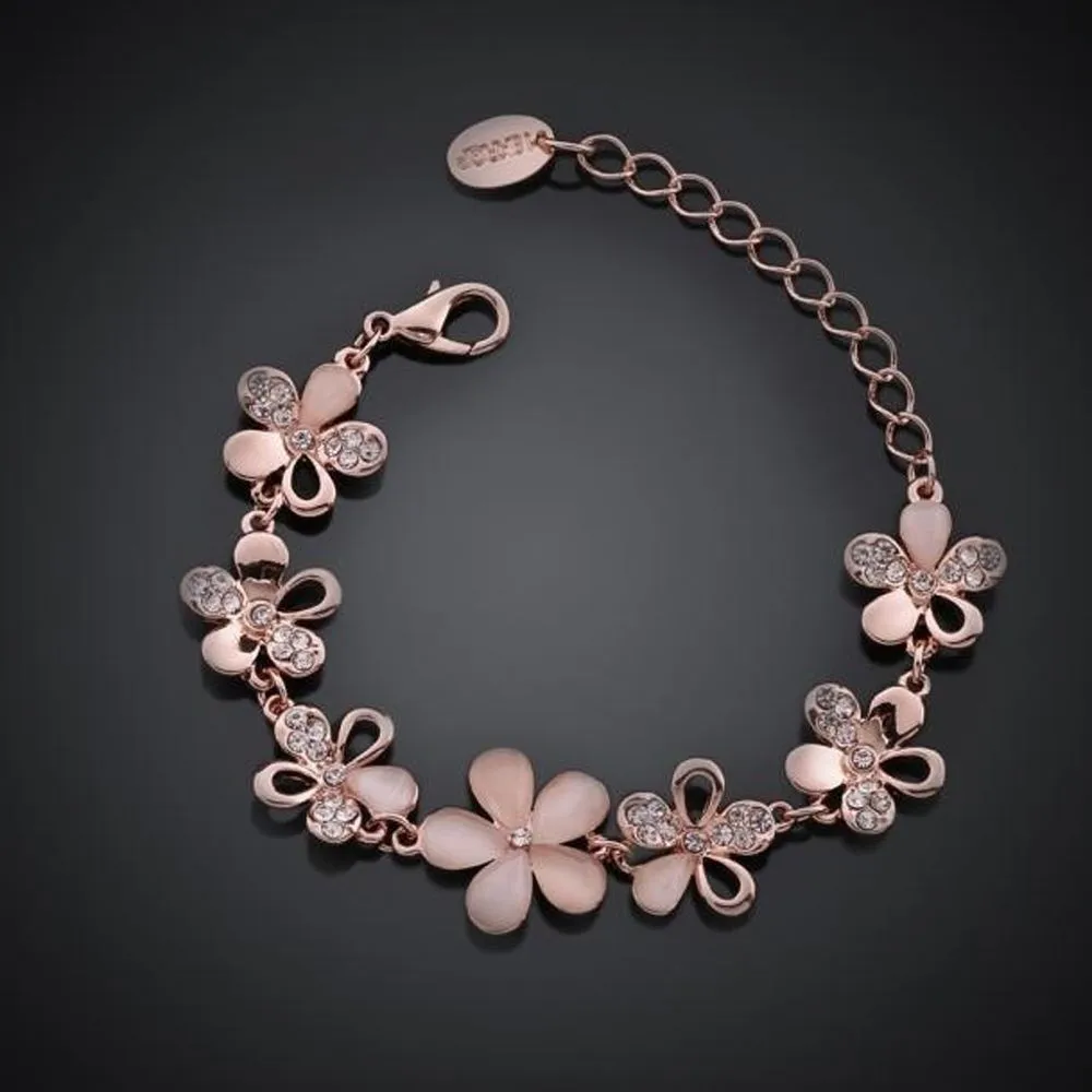 Bracelet fleur rose vintage