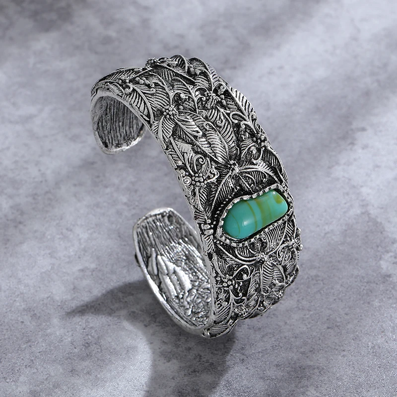 Bracelet vintage en argent et turquoise