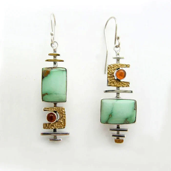 Boucles d'oreilles vintage en pierre verte et or