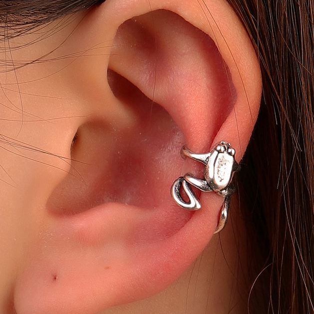 Boucles d'oreilles grenouille vintage en argent