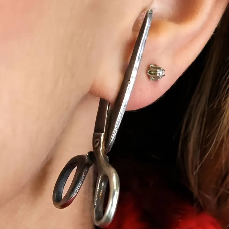 Boucles d'oreilles ciseaux vintage fantaisie