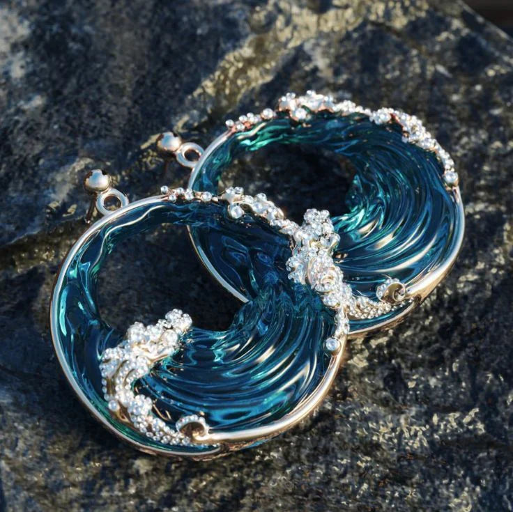 Boucles d'oreilles vagues océaniques vintage