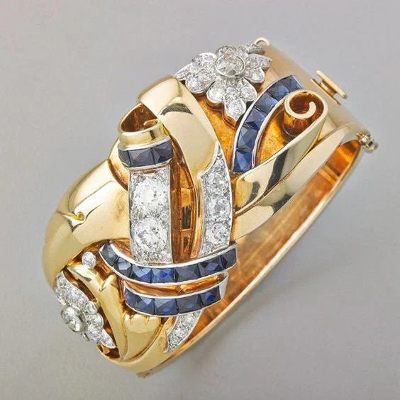 Bague Vintage en Or et Zircon Bleu