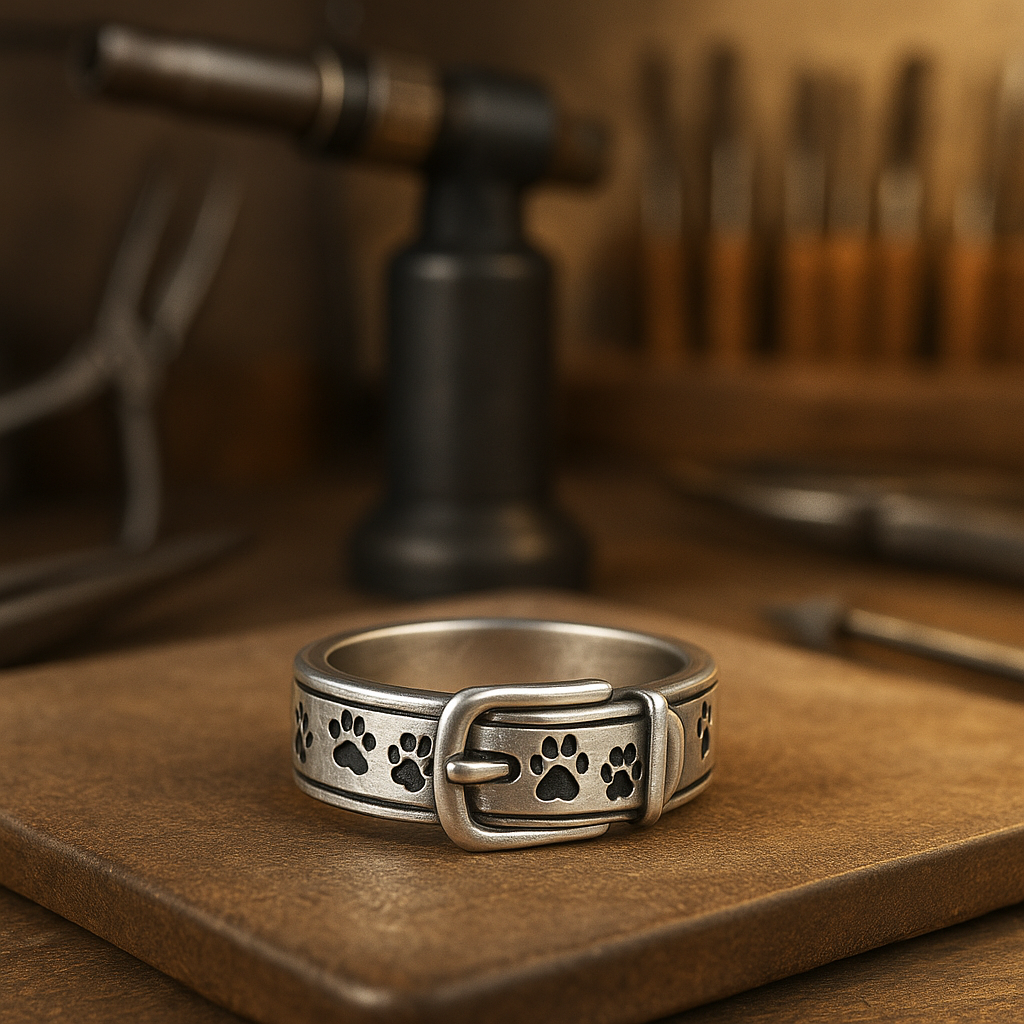 Bague inspirée des colliers pour chiens : mignonne et élégante