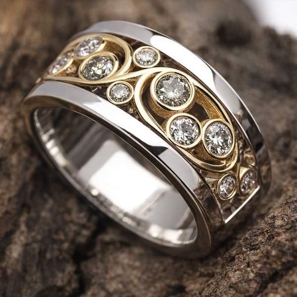 Bague en Zirconium Vintage Or & Argent Lierre