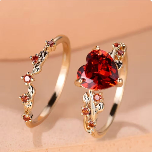 Ensemble de Bagues Accent Cœur Redvine