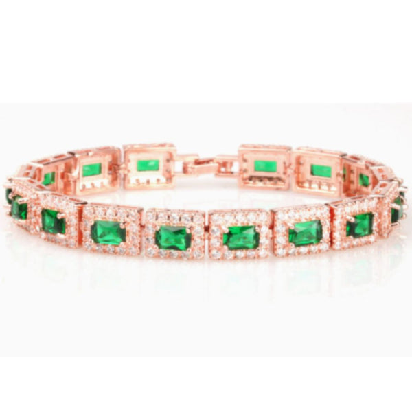 Bracelet en or avec déclaration vert émeraude